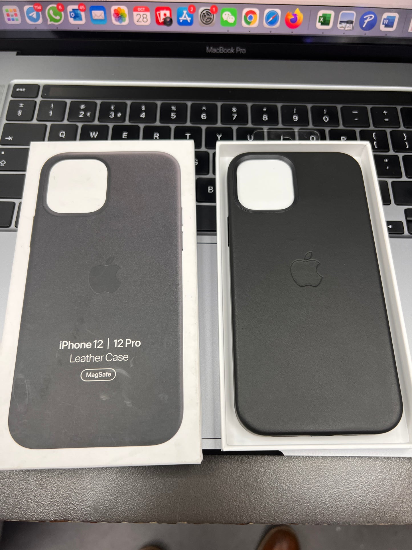 Genuine Leather iPhone 12 / 12 Pro Cover Mix Colour with Magnatic Car Charger