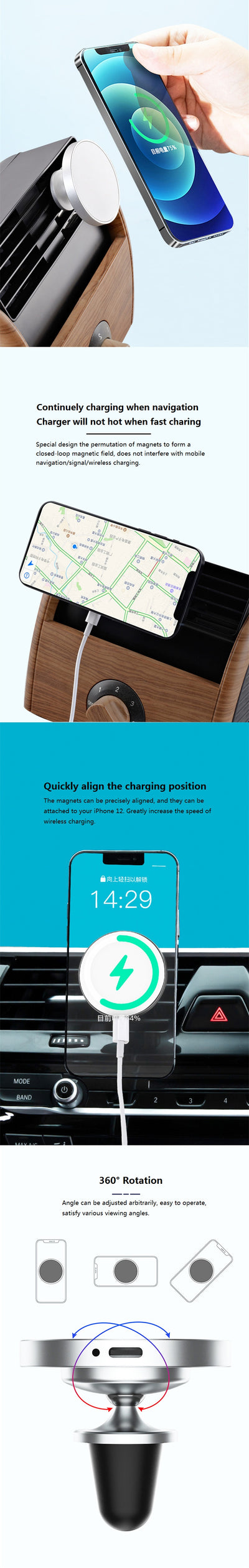 Genuine Leather iPhone 12 / 12 Pro Cover Mix Colour with Magnatic Car Charger