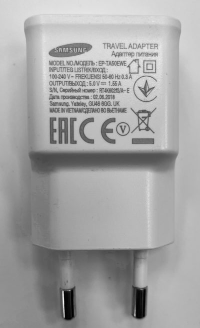 Samsung EU 2-Pin USB Travel Charger Adapter White ( Pre-owned ) 5v/2.0A
